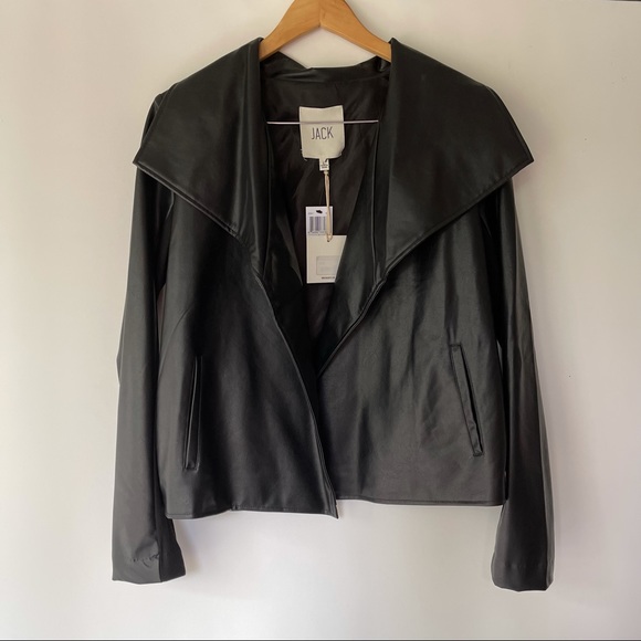 NWT Black Faux Leather Jacket (L) - Picture 2 of 6